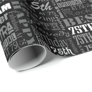 Special  75th Birthday Party Personalised Monogram Wrapping Paper