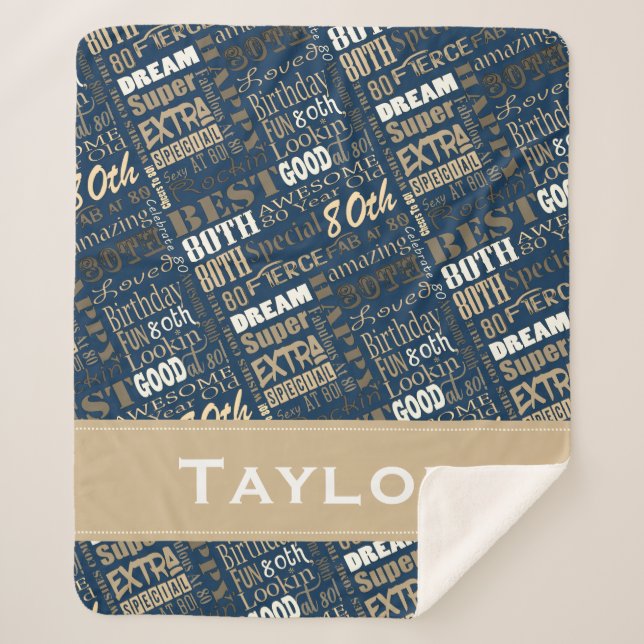 Special  80th Birthday Party Photo Monogram Sherpa Blanket (Front)