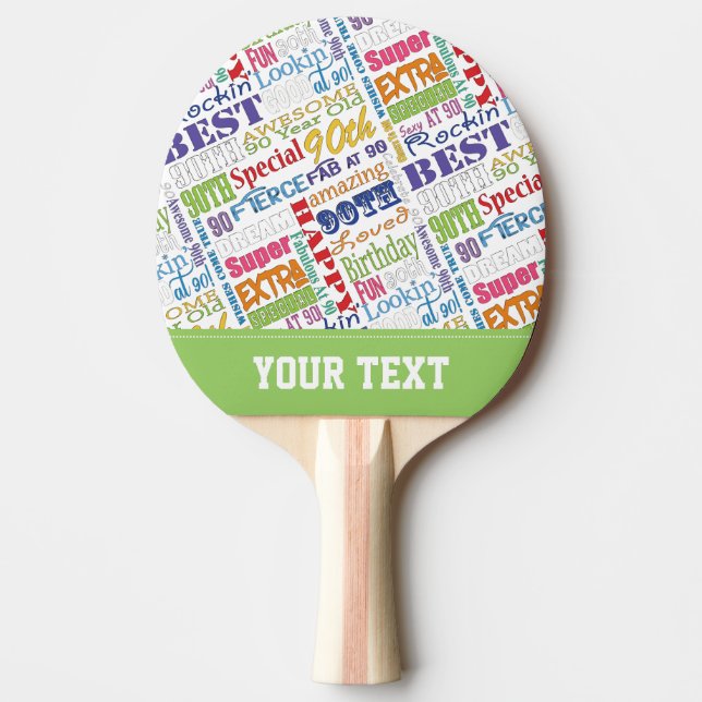 Special 90th Birthday Party Personalised Monogram Ping Pong Paddle (Front)