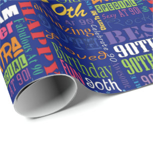 Special 90th Birthday Party Personalised Monogram Wrapping Paper