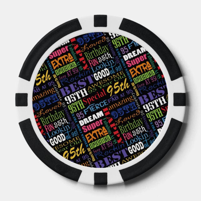 Special 95th Birthday Party Personalised Monogram Poker Chips (Front)