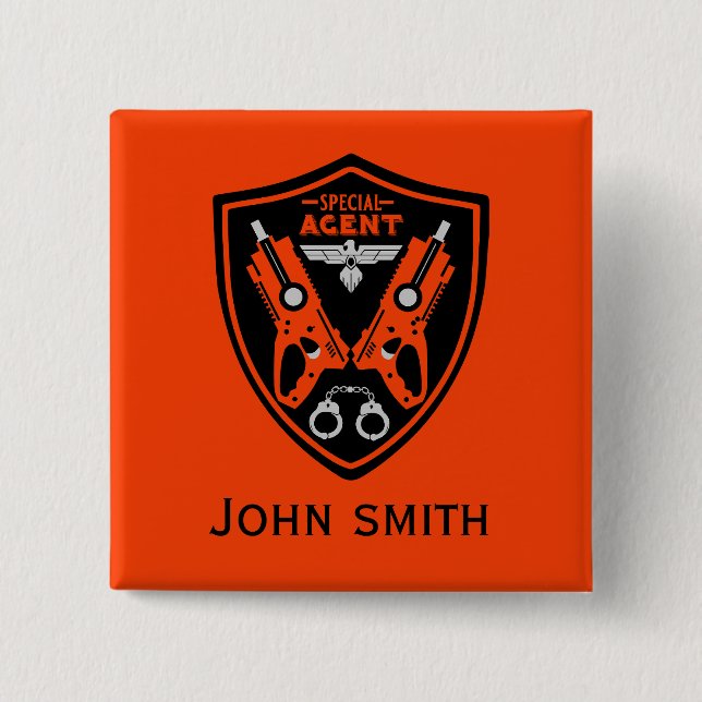 Special Agent Kid 15 Cm Square Badge (Front)