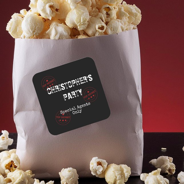 Special Agent / Spy Theme Top Secret Party  Square Sticker (Creator Uploaded)