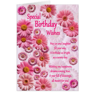 Special Birthday Wishes Pink Daisies