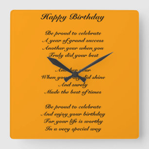 Special birtthday tribute square wall clock