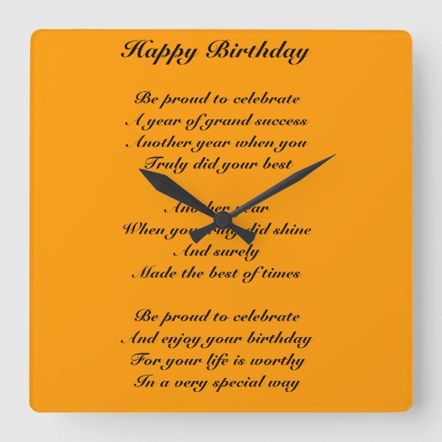 Special birtthday tribute square wall clock (Front)