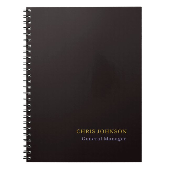Special Black & Gold Color Plain Own Name Position Notebook (Front)