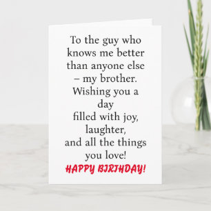 SPECIAL CARD FOR SPECIAL BROTHER'S BIRTHDAY