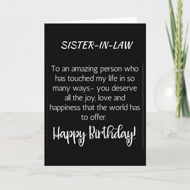 SPECIAL CARD FOR SPECIAL SISTER-IN-LAW'S BIRTHDAY (Front)
