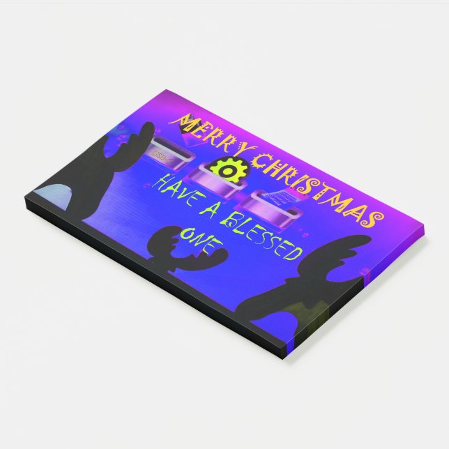 Special Christmas Aurora Reindeer Silhouette Post-it Notes (Angled)