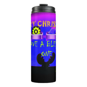 Special Christmas Aurora Reindeer Silhouette Thermal Tumbler
