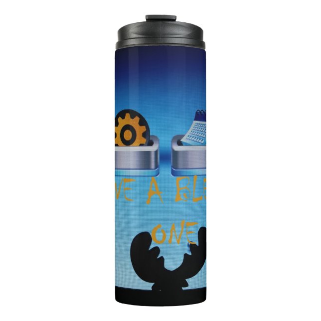 Special Christmas Aurora Reindeer Silhouette Thermal Tumbler (Front)