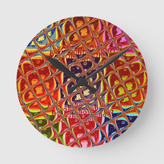 Special Christmas colors Snow  Santa HoHoho Pop Ar Round Clock (Front)