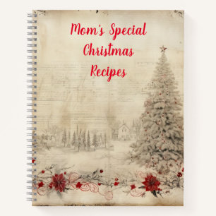 Special Christmas Recipes. Pine trees and snow Notebook