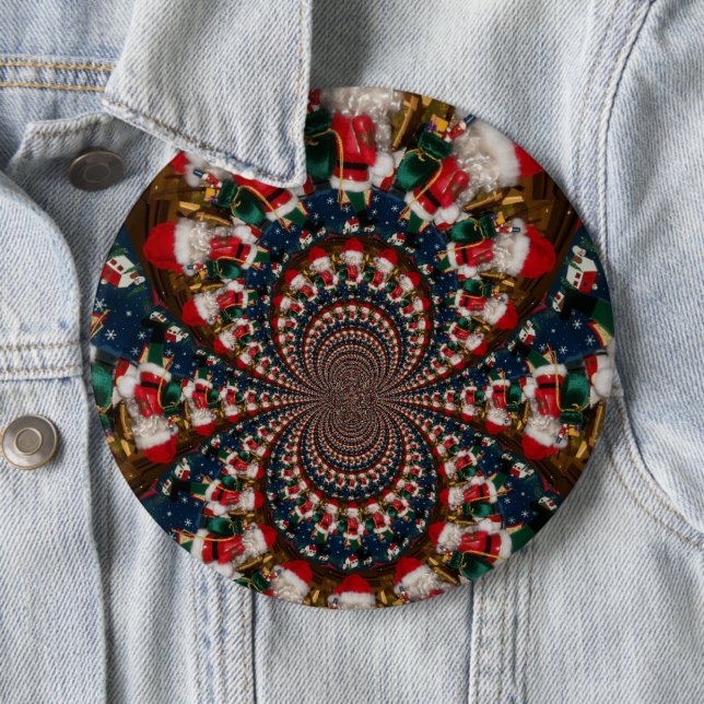Special Christmas Santa Kaleidoscope Design 6 Cm Round Badge (In Situ)