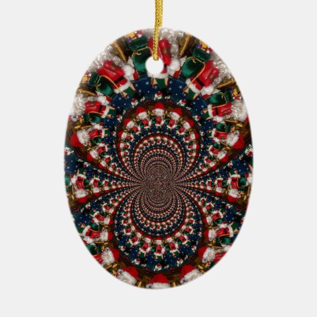 Special Christmas Santa Kaleidoscope Design Ceramic Tree Decoration (Front)