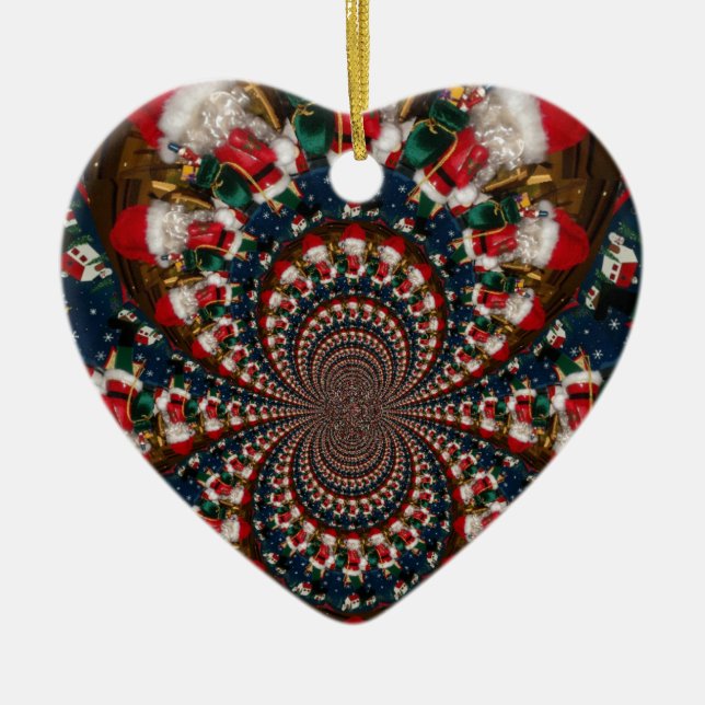 Special Christmas Santa Kaleidoscope Design Ceramic Tree Decoration (Front)