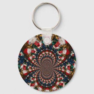 Special Christmas Santa Kaleidoscope Design Key Ring