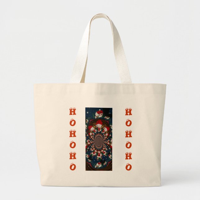 Special Christmas Santa Kaleidoscope Design Large Tote Bag (Front)