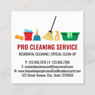 Special Clean Up House Cleaning Service Square Business Card