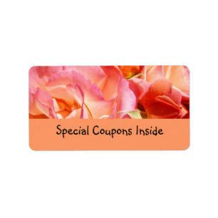 Special Coupons Inside labels Pink Orange Roses