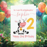 Special Cow Birthday Card for Granddaughter<br><div class="desc">Imagine your little one receiving a sweet baby cow card on their special day—it's simply heartwarming! This card is perfect for any little girl, and the best part? You can make it truly unique! Just click the "Customise it!" button to change the text size, colour, font style, and so much...</div>