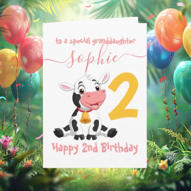 Special Cow Birthday Card for Granddaughter (Celebrate with Our Adorable Baby Cow Card!)