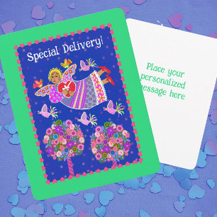 Special Delivery Angel Valentine Personalized Holiday Card
