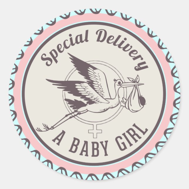 Special Delivery Baby Girl New Born Sticker (Front)