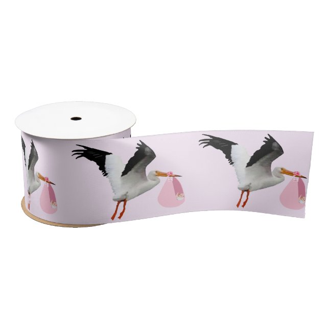 Special Delivery Baby Girl Pink Ribbon Satin Ribbon (Spool)