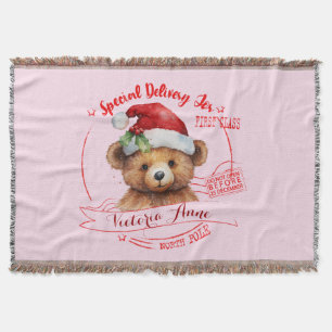 Special Delivery Baby Girl Pink Throw Blanket