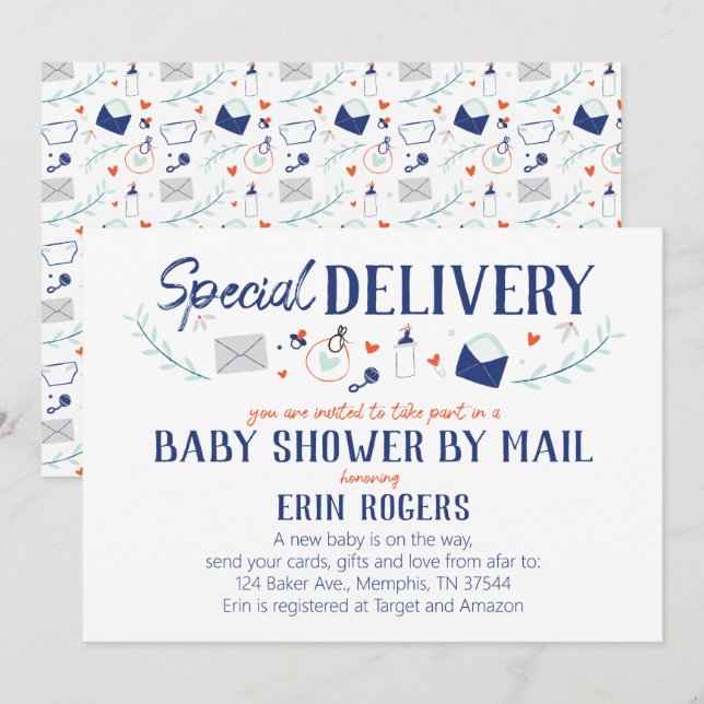 Special Delivery Baby Shower by Mail Invitation (Front/Back)