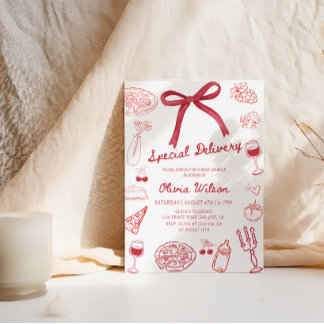 Special Delivery Baby Shower - Pizza Theme Party Invitation