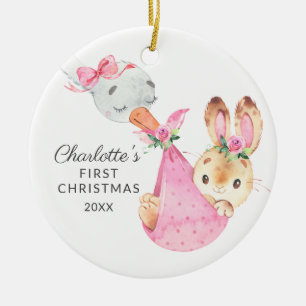 Special Delivery Baby's First Christmas Bunny Ceramic Tree Decoration