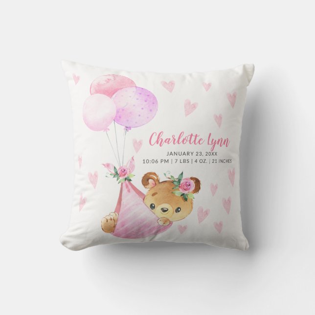 Special Delivery Bear Cub Baby Shower Cushion (Front)