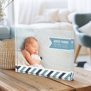 Special Delivery Blue   Baby Birth Stats & Photo Block