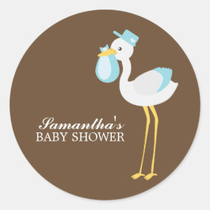Special Delivery Blue Stork Classic Round Sticker