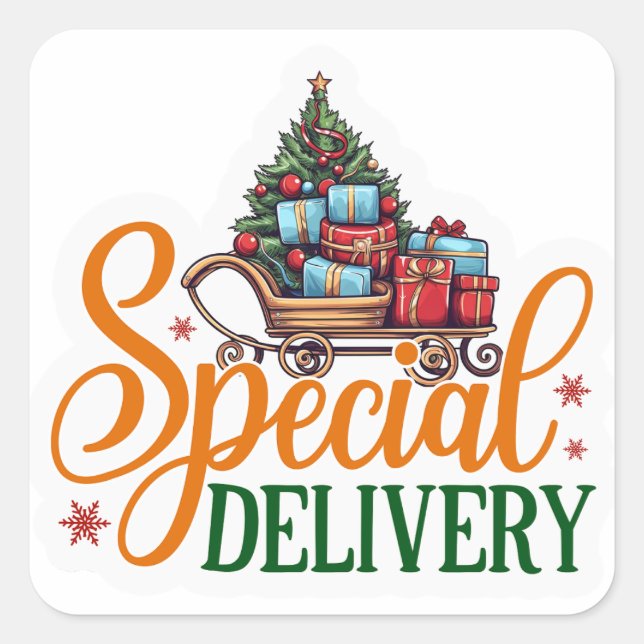 Special Delivery Business Holiday Christmas Square Sticker (Front)