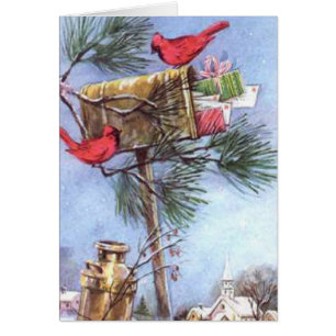 Special Delivery, Cardinals at a Snowy Mailbox Pos