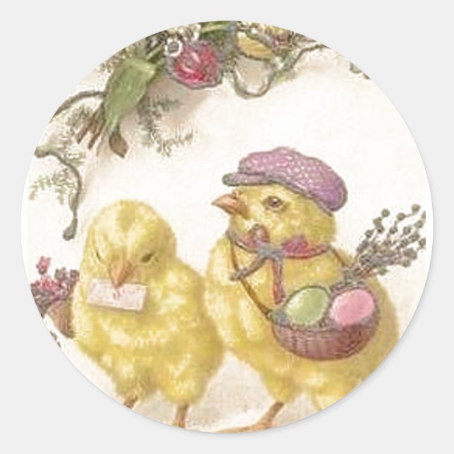 Special Delivery Easter Chicks Classic Round Sticker (Front)