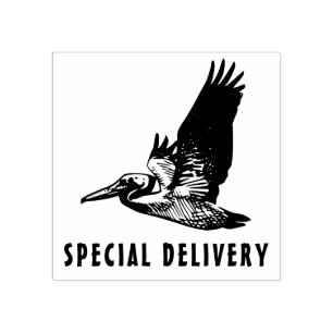 special delivery flying pelican rubber stamp