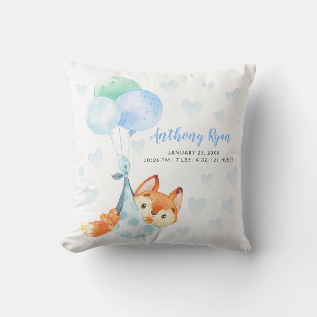 Special Delivery Fox Baby Shower Cushion (Front)