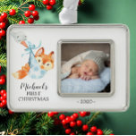 Special Delivery Fox First Christmas Photo Silver Plated Framed Ornament<br><div class="desc">Cute special delivery fox baby Boys First Christmas Ornament. . Matching items available in our shop.</div>