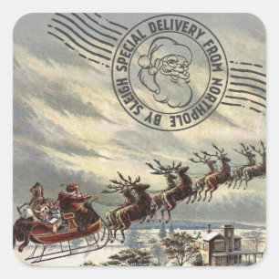 Special delivery from North Pole by Sleigh Square Sticker