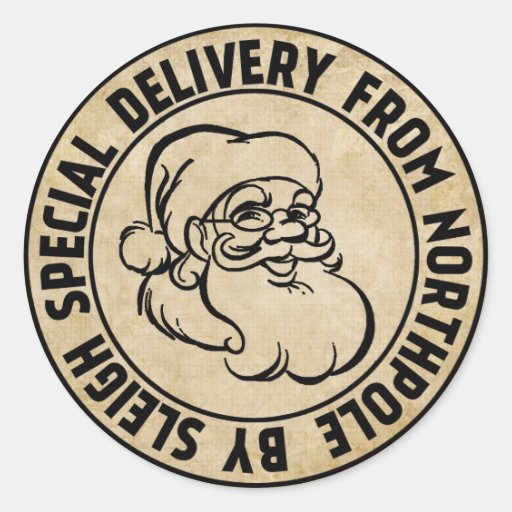 Image of Special Delivery from Northpole Stamp Classic Round Sticker