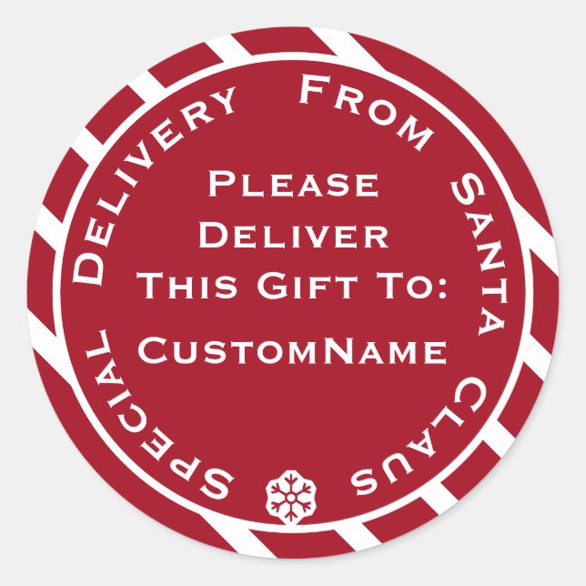 Special Delivery From Santa Claus Christmas Gift Classic Round Sticker (Front)