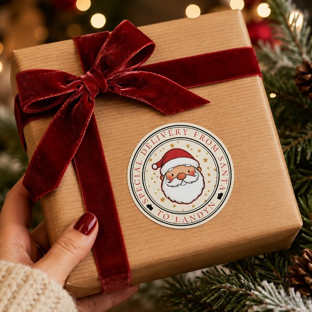 Special Delivery From Santa Custom  Classic Round Sticker (Special Delivery From Santa Custom Classic Round Sticker)