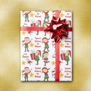 Special Delivery from Santa Elves Kids Christmas Wrapping Paper