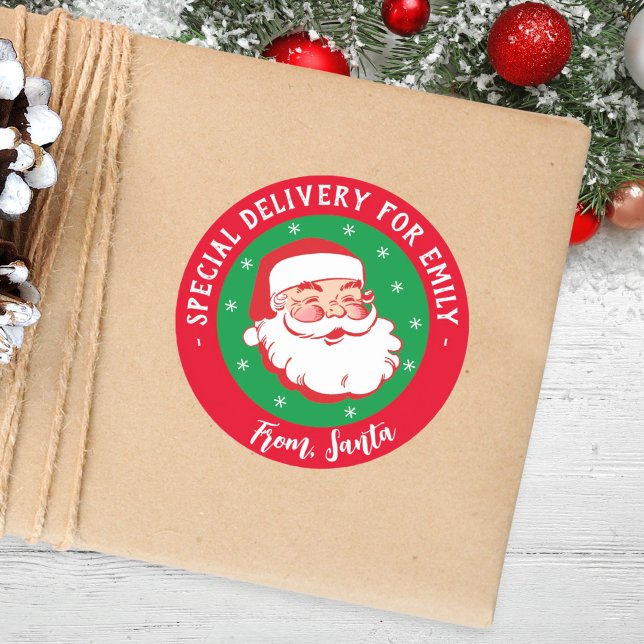 Special Delivery From Santa Kids Christmas  Classi Classic Round Sticker (Creator Uploaded)