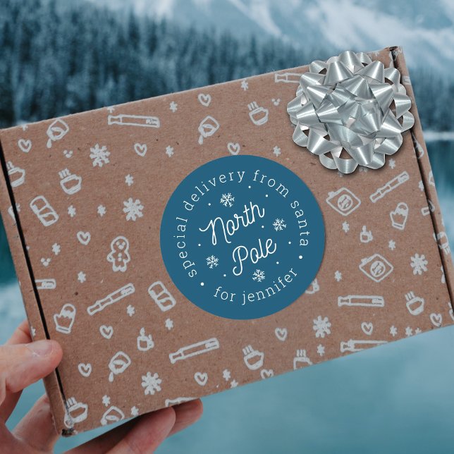 Special Delivery From Santa North Pole Christmas Classic Round Sticker (Creator Uploaded)
